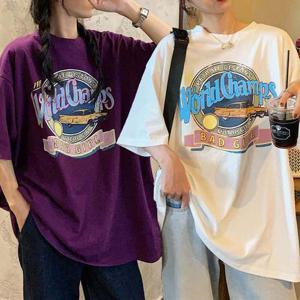 [샵앤][샵앤] 여성 루즈핏 빈티지 프린팅 반팔티 WON-WSH-WF373E