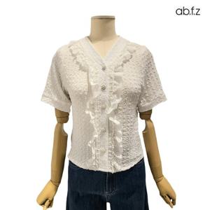 [에이비에프지]진주 단추 포인트 큐티 반팔 블라우스 APZ3HB31H
