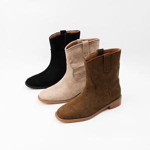 [신난다슈] 여성 앵클부츠 3cm 여자 웨스턴 숏 앵글 부츠 발편한 통굽 스웨이드 NF259040