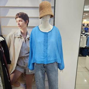 Ab.f.z DP01 라운드넥시스루루즈핏블라우스 AFZ3HB34