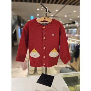 [블루독베이비] 25 FW(레드)베이비퍼피 가디건 (45C1920002) 백일 돌 조카 선물 유아 아가옷 니트 자켓 (45