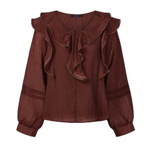 [포커스]러플 포인트 리본 넥 블라우스 PBINF5F1BL5101