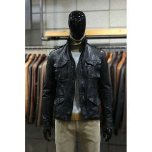 [빠니깔레]MARIO이태리직수입 오일워싱블랙램스킨 숏사파리타입 하이넥자켓 f-gljp56bk