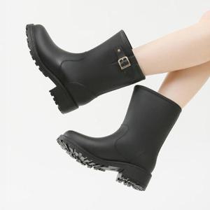 [짝꿍닷컴] 여성 모던 버클업 미디 앵클 레인부츠 레인21