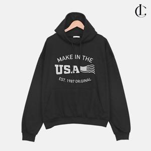 엘케이트 여성 후드티 루즈핏 레터링 로고 스웨트셔츠 면 캐주얼 후드 LCR119