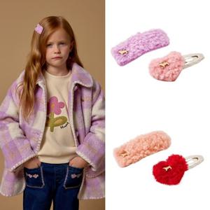 [블루독8-키즈] 택1 오렌지 베이직헤어핀 2종세트 머리삔 악세사리 장신구 조카세돌선물 초등 25C1987250