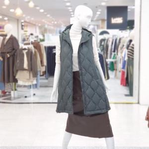 abfz sh06 큐티 후드 오리털 롱패딩 조끼 SLBFZ4FD3J