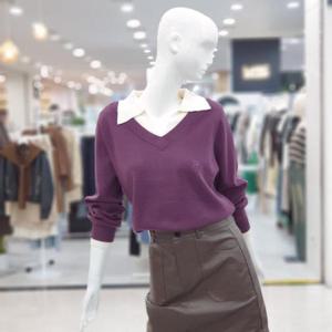 abfz sh06 심플 카라 포인트 배색 니트 SLBHZ4W48J