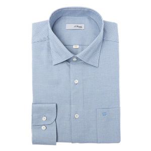 [에스티듀퐁(셔츠)]블루 미니 체크 일반핏 긴소매 셔츠 SE5FM11LS117SBU