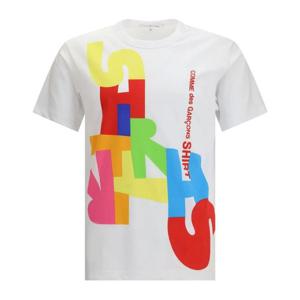 꼼데가르송 그래픽 프린트 크루넥 코튼 니트 티셔츠 FPT004W25