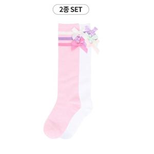 [토박스] (160-210mm) 토박스 트리플 리본 니삭스 2pack 양말세트 TBKCFNTAKN13
