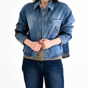 [비꼴리끄(여성)]데님 자수 숏셔츠 B252DB2010