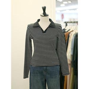 메종블랑쉬 세이브존03 스트라이프 오픈 카라 티셔츠 AGM253JTS952A