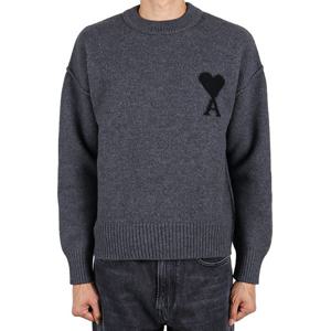 아미 25FW 남성 빅 하트로고 울 니트 헤더그레이 UKS838 018 0504