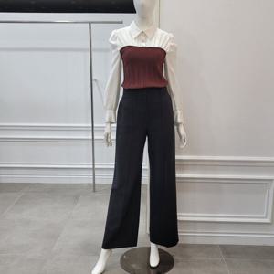 [미니멈]카라넥 니트배색 블라우스 (MXDAWB0440 BR)_IC