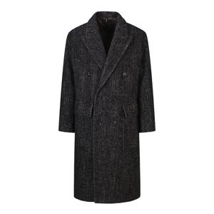 [지이크]F/W 프리미엄 블랙 패턴 해링본 더블 피크드라펠 롱코트 HH7005L