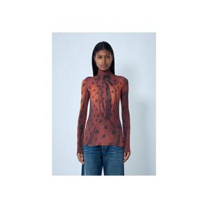 25 FW 아크네 여성 프린트 메시 탑  acn0262039brn