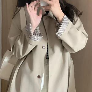 체크 소매 포인트 클래식 베이직 코트 JSC-1004402