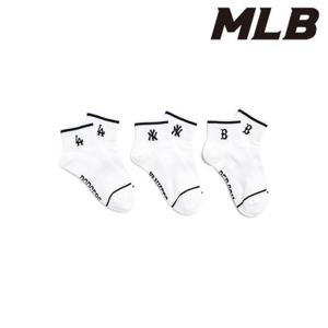 MLB (3ASOLS25N-00WHS) 스트라이프 스몰 로고 발목 양말 3족세트 MLB