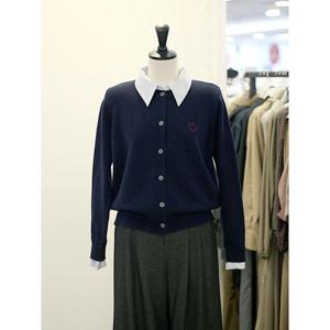 메종블랑쉬 세이브존03 셔츠 카라 배색 하트 자수 니트 가디건 AGM254JKTA53A