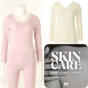 [와코루]내의상의 따뜻한 압축기모 신축성좋고 부드러운 감촉 스킨케어 내복 WLG2553C