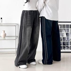 라프 남녀공용 사이드 투라인 데님 와이드 SD-251024