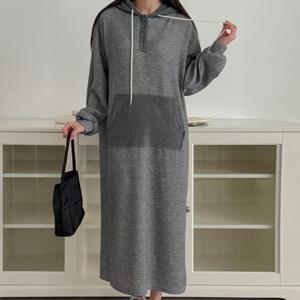 빅사이즈 501 나띵후드벨벳긴팔원피스 DGOT687