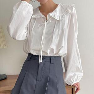 빅사이즈 502 핀턱리본카라블라우스 DNEK975