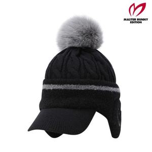 마스터바니  (421E4CP207) 여성 탈착 폼폼이 이어워머 니트 비니캡