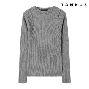 [탱커스] 골지 슬림핏 라인 라운드 긴팔 니트 (TX4KP025L0)