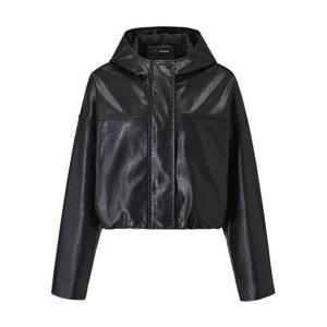 [보니스팍스]크롭 밴딩 후드 집업 레더 자켓 (XP4JK002L0)