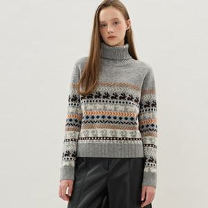 [올리브데올리브] 애니멀 노르딕 패턴 믹스 니트 풀오버 OK5WPB250