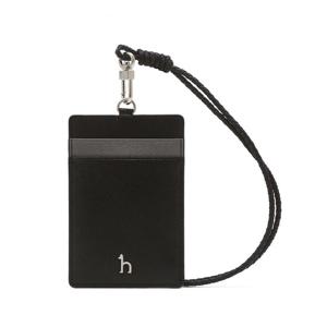 [헤지스]헤지스 블랙 로고프린트 소가죽 카드지갑 WUHO4F001BK