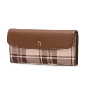 [헤지스]헤지스 버건디 체크 가죽 장지갑 WIWA4F700D2