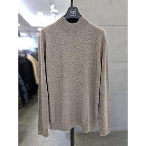 바쏘옴므 세이브존03 바쏘옴므 남성 반폴라 베이지 울  혼방 모크넥 니트 WSATZ4WN73A