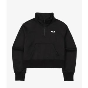 휠라 스트레치 기모 반집업 맨투맨 FS2POF4251F_BLK