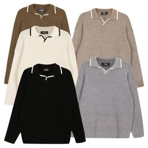 [파파브로]맨즈 베이직 오픈 카라 긴팔 니트 SO-KN-Q069