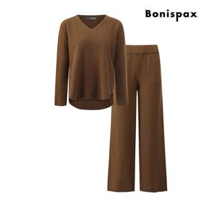 [보니스팍스(여성의류)]라운지 V넥 밴딩 팬츠 니트 셋업 XPBST003M0