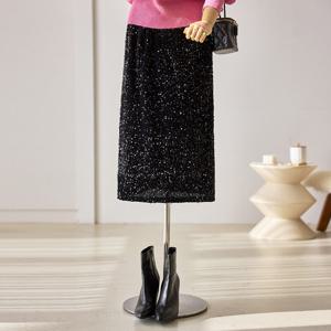 [커스텀에이블] 스팽글 밴딩 슬릿 스커트_T2512SK079D