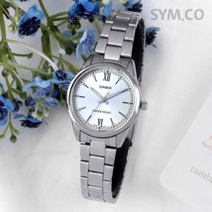 카시오 LTP-V005D-2B3 클래식 라운드 아날로그 정장 여자 메탈 시계 c