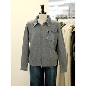 메종블랑쉬 세이브존03 데님 카라 배색 집업 니트 가디건 AGM254MJPB57A