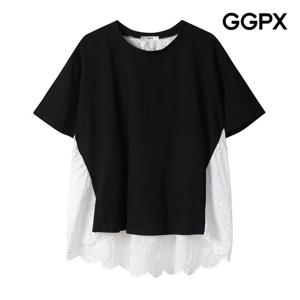 [지지피엑스]레이스 배색 포인트 티셔츠 (GP6TS023F)