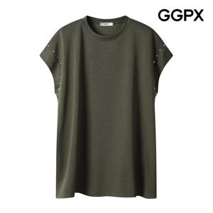 [지지피엑스]스터드 소매 디테일 티셔츠 (GP6TS026F)