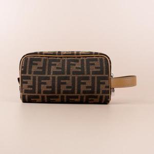 펜디 FF 코스메틱 토일렛 지퍼 파우치 스몰 브라운 7N0151 ALWK F1HRM