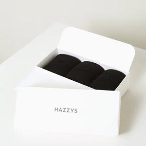 [헤지스] 블랙 단색 면혼방 중목양말3종세트 HJSS6E110BK