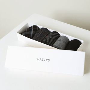 [헤지스] 화이트 패턴 면혼방 장목양말5종세트 HISS6E502WT