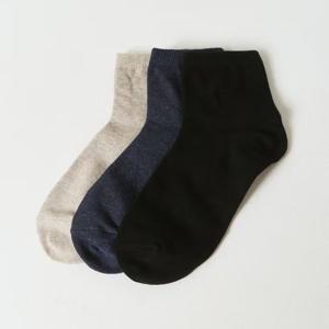 [헤지스] 블랙 단색 면혼방 중목양말3종세트 HISS6E220BK