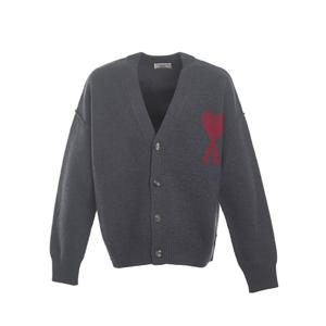 [아미] 빅 하트 로고 남성 가디건 BFUKC006018_084_HEATHER GRAY