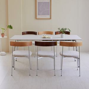 [베스트리빙] 스칸디 크롬 카라 1600 6인 사각/타원 세라믹 식탁세트/의자6개