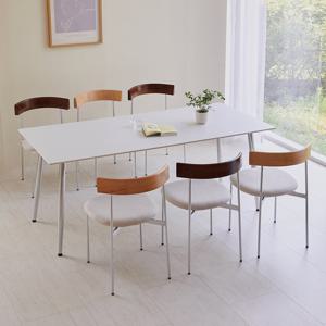 [베스트리빙] 스칸디 크롬 카라 1800 6인 사각/타원 세라믹 식탁세트/의자6개